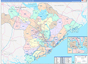 Charleston-North Charleston Metro Area Wall Map Color Cast Style